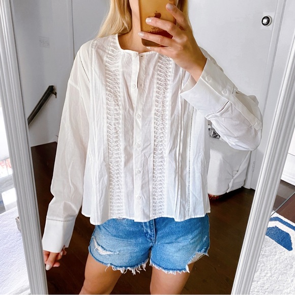 π ZARA IVORY PRRFORATED THE MONA BLOUSE! - Picture 6 of 16